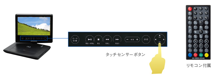 タッチセンサーボタン採用+便利なリモコンが付属