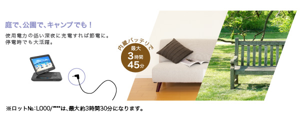 内蔵バッテリで最大3.5時間の使用が可能 