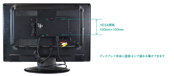 取り付け金具は、VESA 規格100×100mmに対応