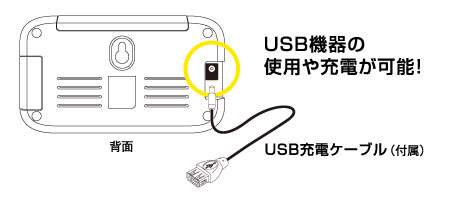 USB機器の充電も可能