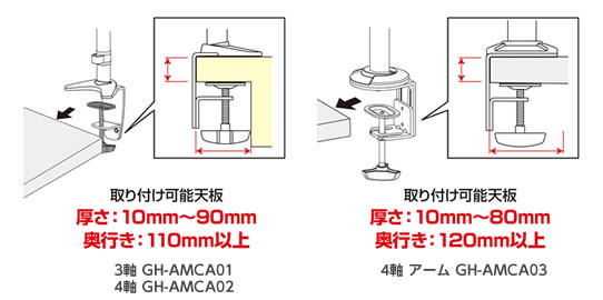 取り付け可能天板