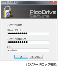 紛失による情報漏洩からデータを護る、パスワードロック機能付き