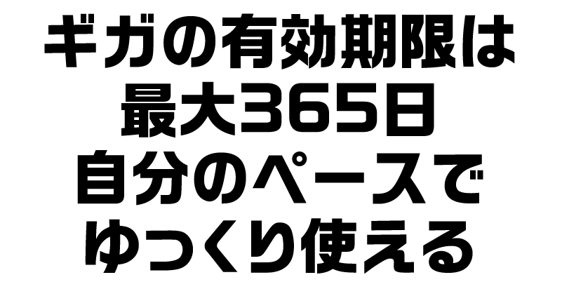 ギガの有効期限は最大365日自分のペースでゆっくり使える