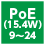 PoE(15.4W)9～24