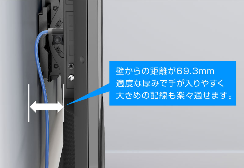 壁からの距離は63mm