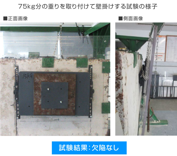 耐荷重75kgの試験済み