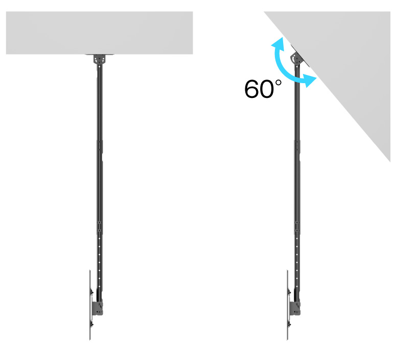 60°までの斜めの天井にも取り付け可能