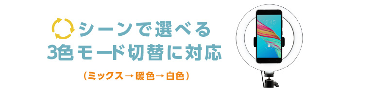 シーンで選べる3色モード切替に対応