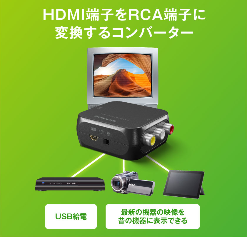 HDMI端子をRCA端子に変換するコンバーター