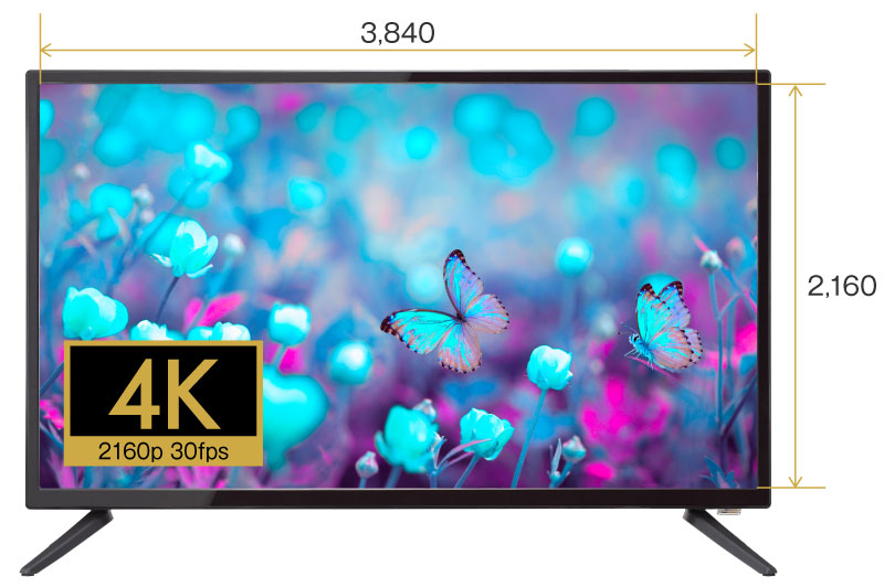 4K(2160p,30fps)映像に対応、4Kテレビや4K対応液晶ディスプレイに最適