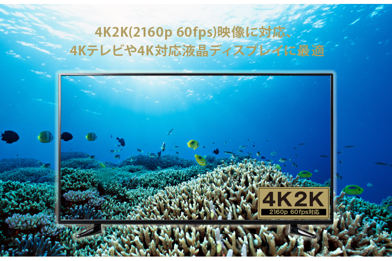 4K2K(2160p 60fps)映像に対応、4Kテレビや4K対応液晶ディスプレイに最適