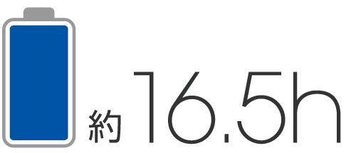 USB充電で約16.5時間の音楽再生