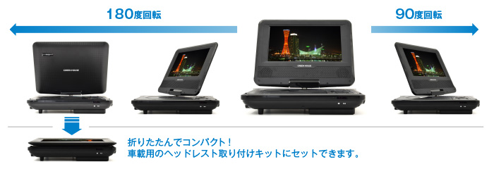 ★ポータブルDVD green house 7型 インチ GH-PDV7L-BK