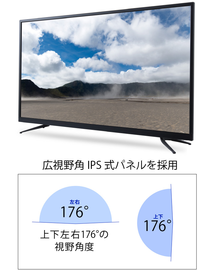 広視野角IPS式パネル上下左右176°