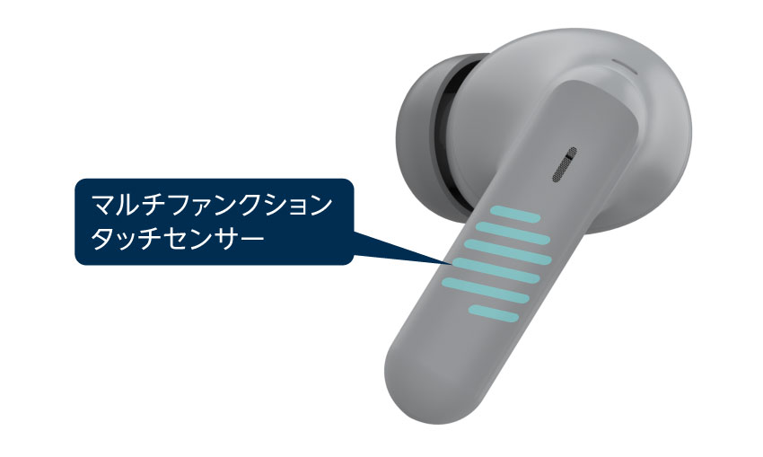 タッチ式センサー搭載、イヤホンでかんたん操作
