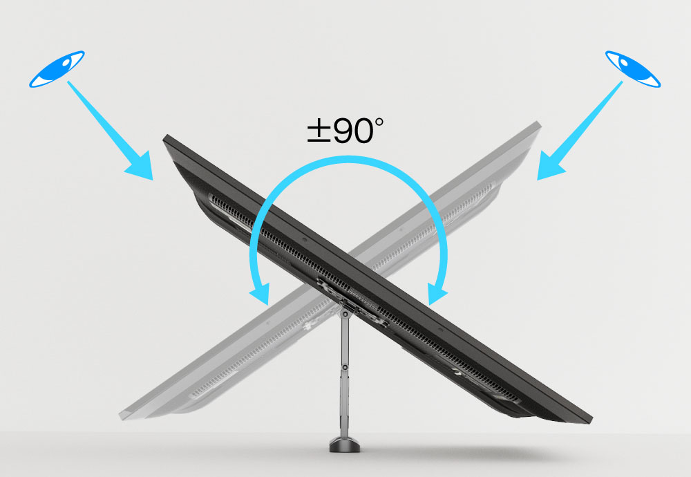 テレビを左右±90°傾けられます