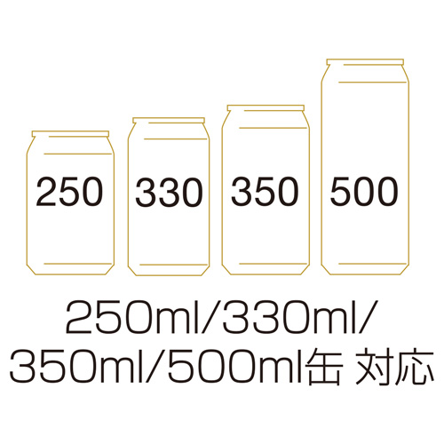 取り付けカンタン！250ml/350ml/500mlサイズの缶に対応