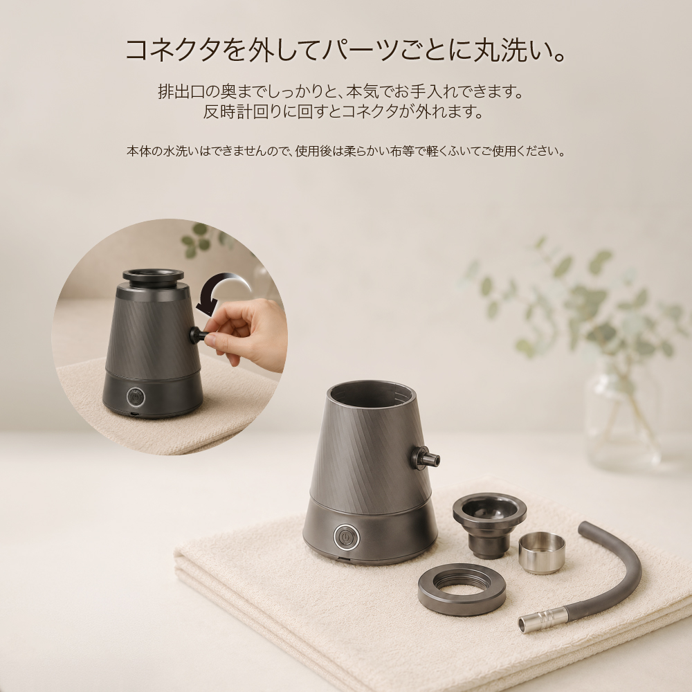 コネクタを外してパーツ事に丸洗い可能です