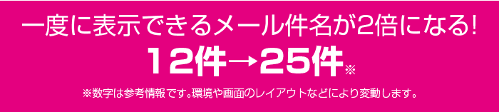 一度に表示できるメール件名が2倍になる！