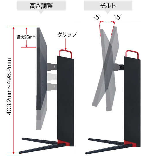 高さ、角度に調整できるゲーミングスタンド