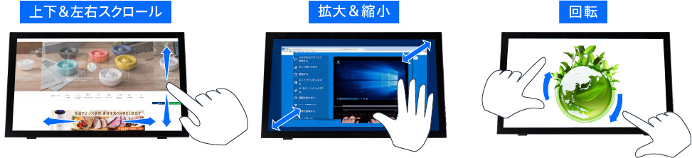 上下左右スクロール　拡大縮小 回転