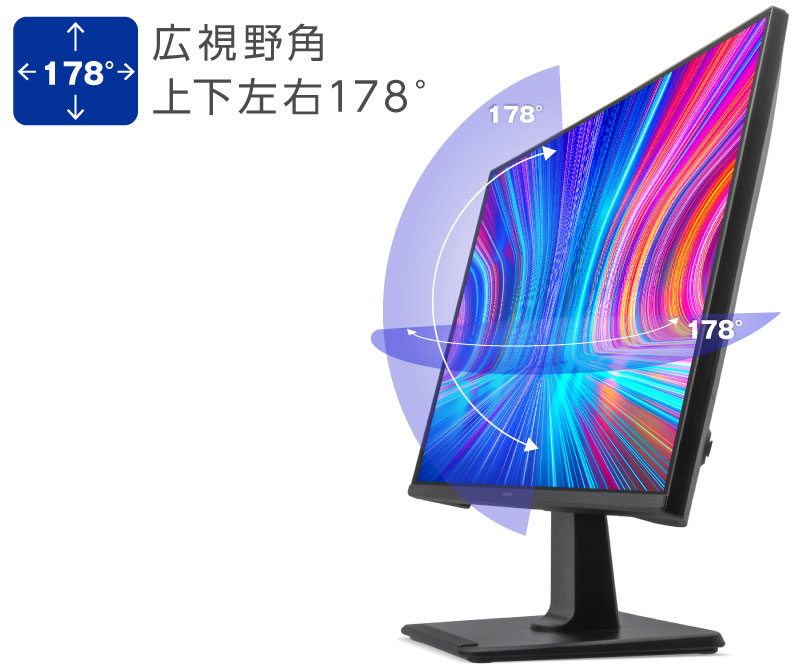 上下左右178°の広い視野角度