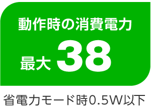 動作時の消費電力は最大38W