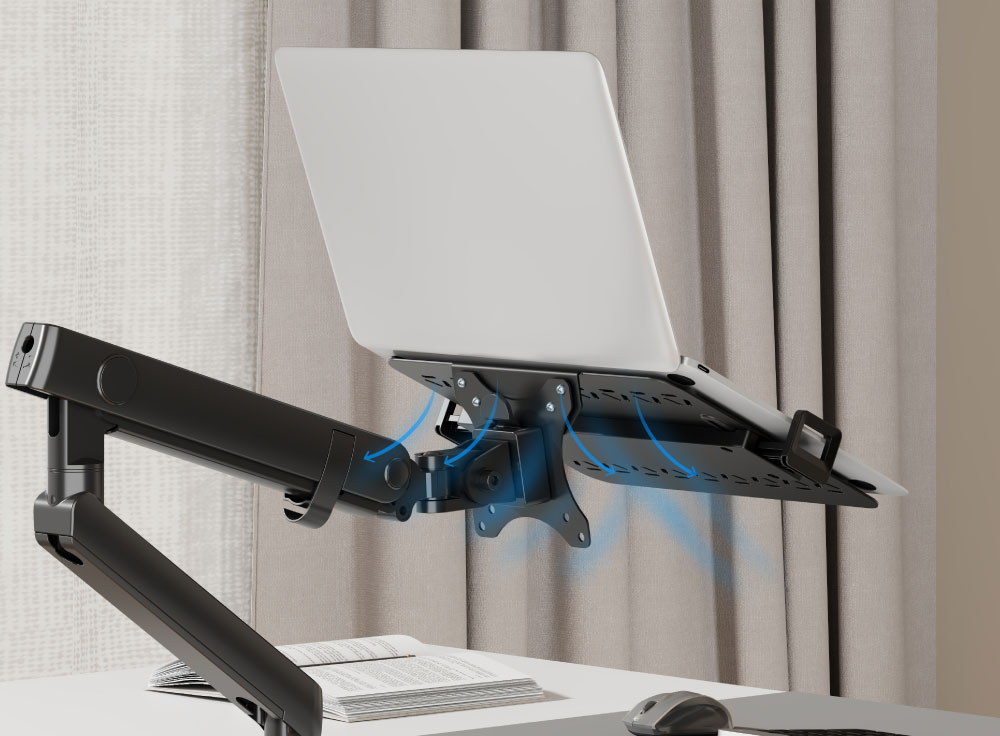 背面の排熱穴と金属プレートにより、ノートPCの排熱が効率アップします。