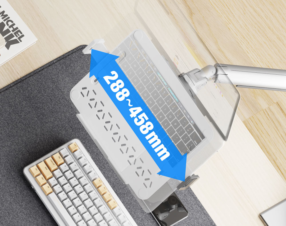 横幅289～456mmのノートPCに対応します。