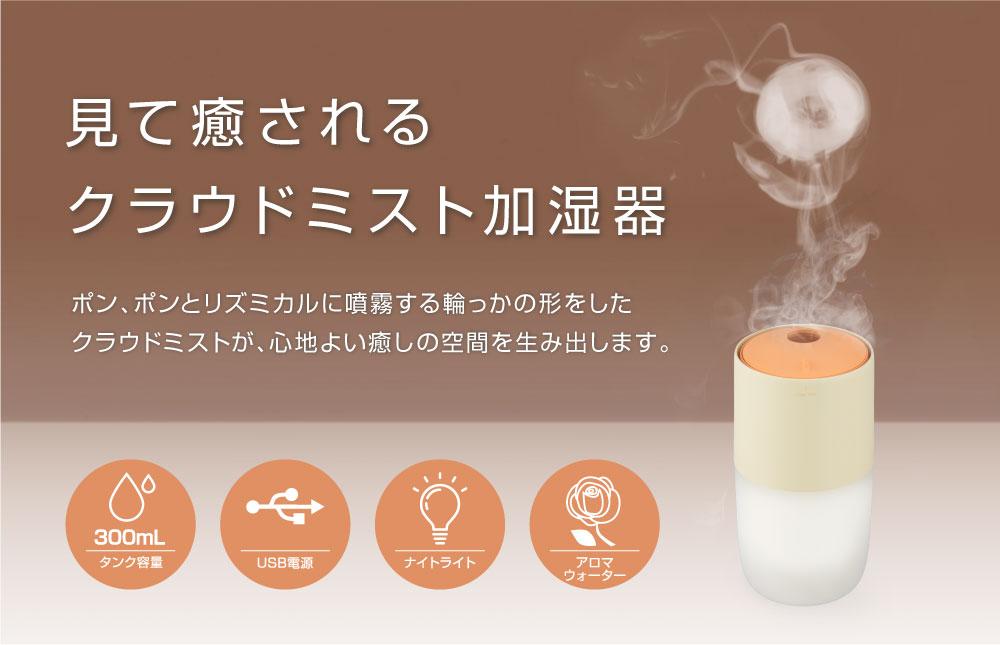 見て癒されるクラウドミスト加湿器