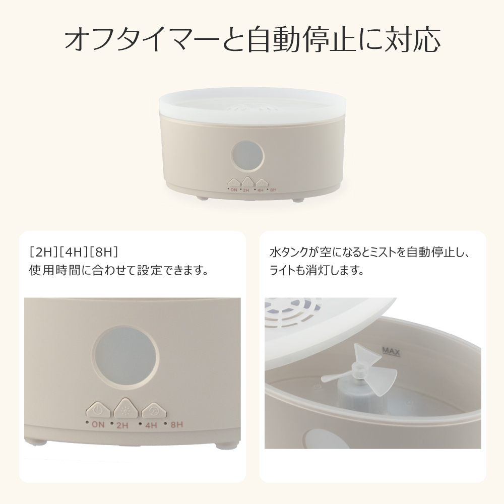 オフタイマーと自動停止機能搭載のイメージ画像