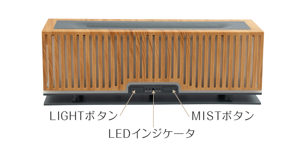 ウッドモダン加湿器の表の各部名称のイメージ