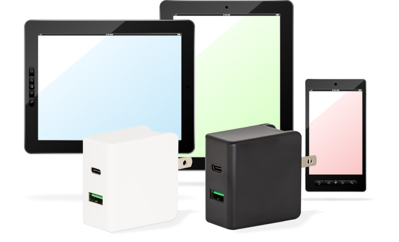 スマートフォンやiPhone、iPadを充電できるUSB-AC充電器