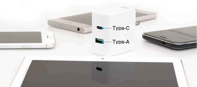 USB Type-Cポート(1ポート)とUSB Type-Aポート(1ポート)を搭載