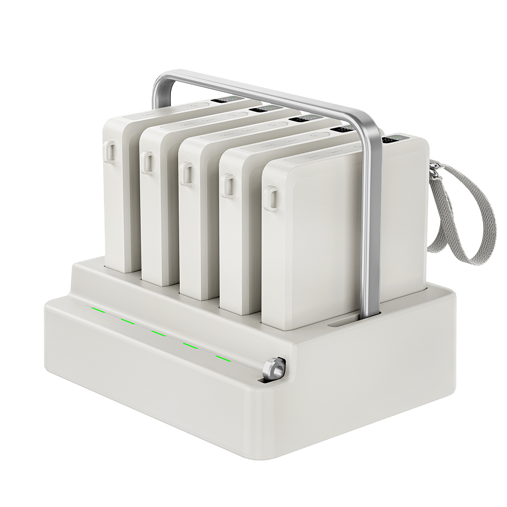 準固体モバイルバッテリー5台と充電ステーションのセット