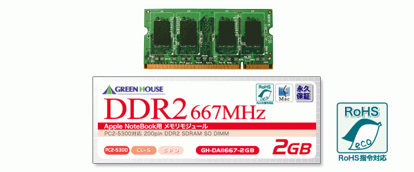 iMac、MacBook Pro対応の「DDR2-667MHz」2GBメモリーモジュール新発売！