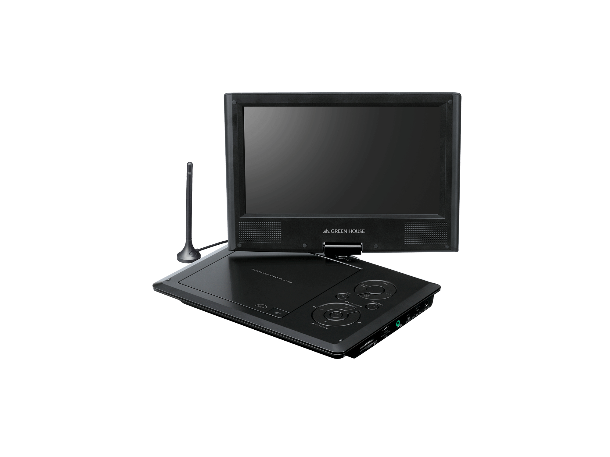 グリーンハウス ポータブルDVDプレーヤー GH-PDV9MN-BK 9型ワイド シガーソケットアダプター付 ハイクオリティ