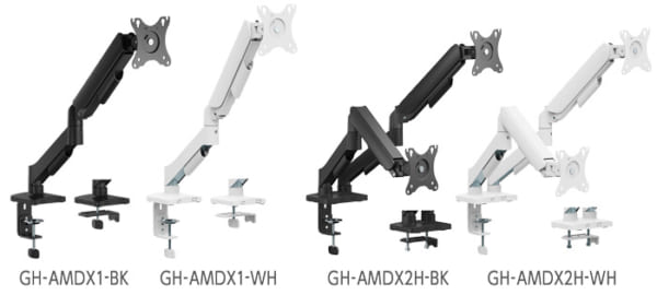 メカニカルスプリングで自在に動く<br>液晶モニターアーム1画面モデルと２画面モデルを新発売